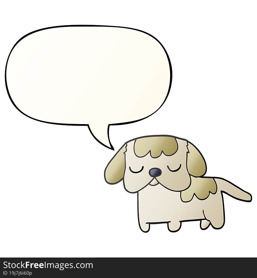 Cute Cartoon Puppy And Speech Bubble In Smooth Gradient Style