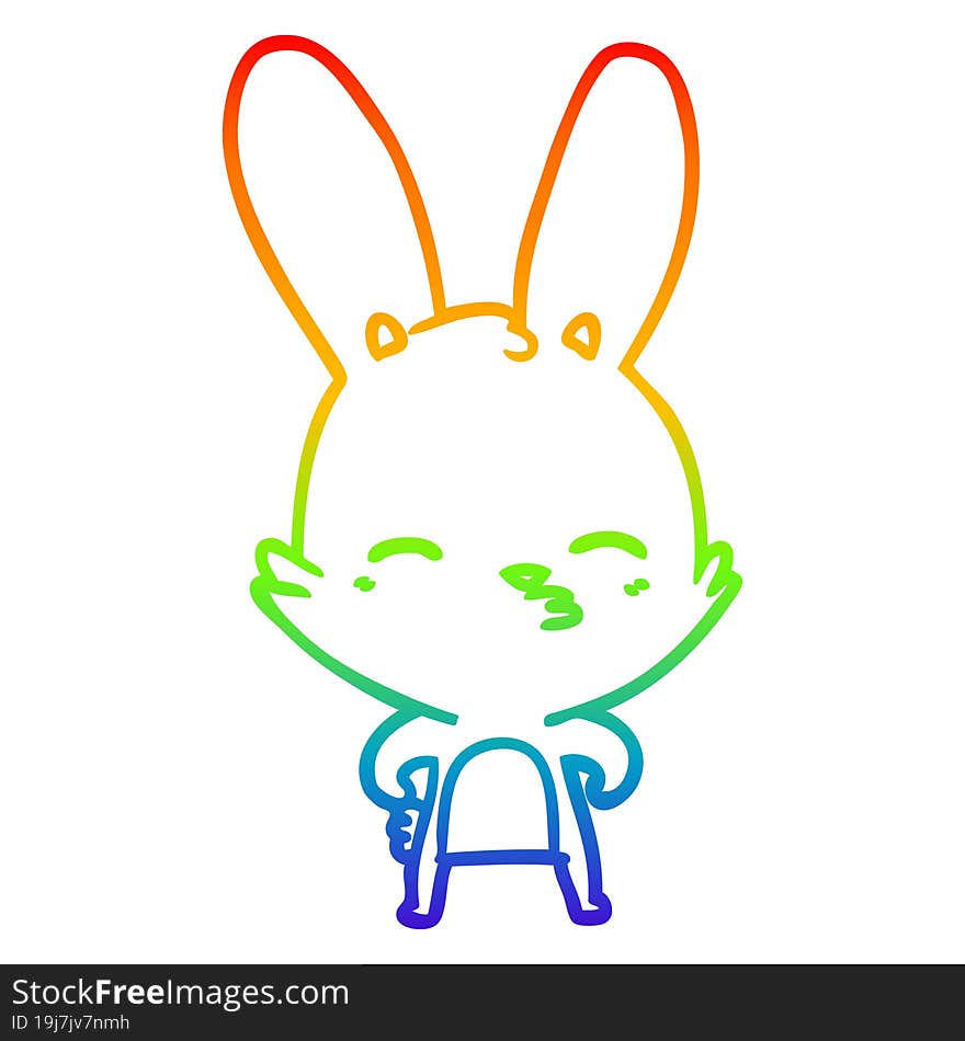 rainbow gradient line drawing curious bunny cartoon