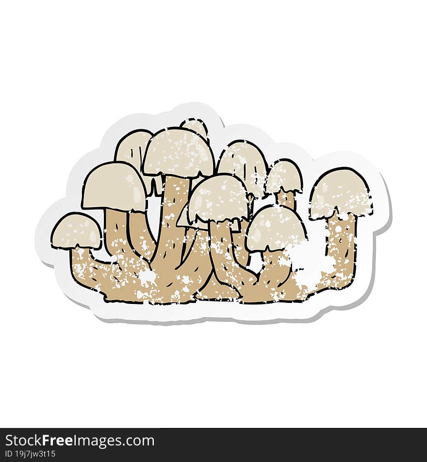 Distressed Sticker Of A Cartoon Mushroom