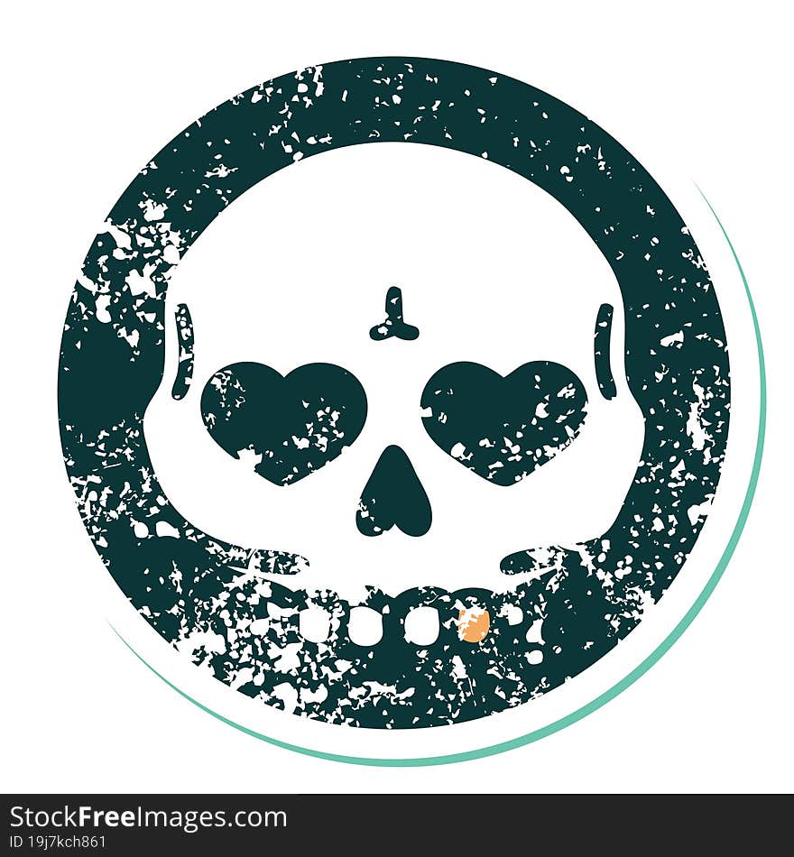 distressed sticker tattoo style icon of a skull