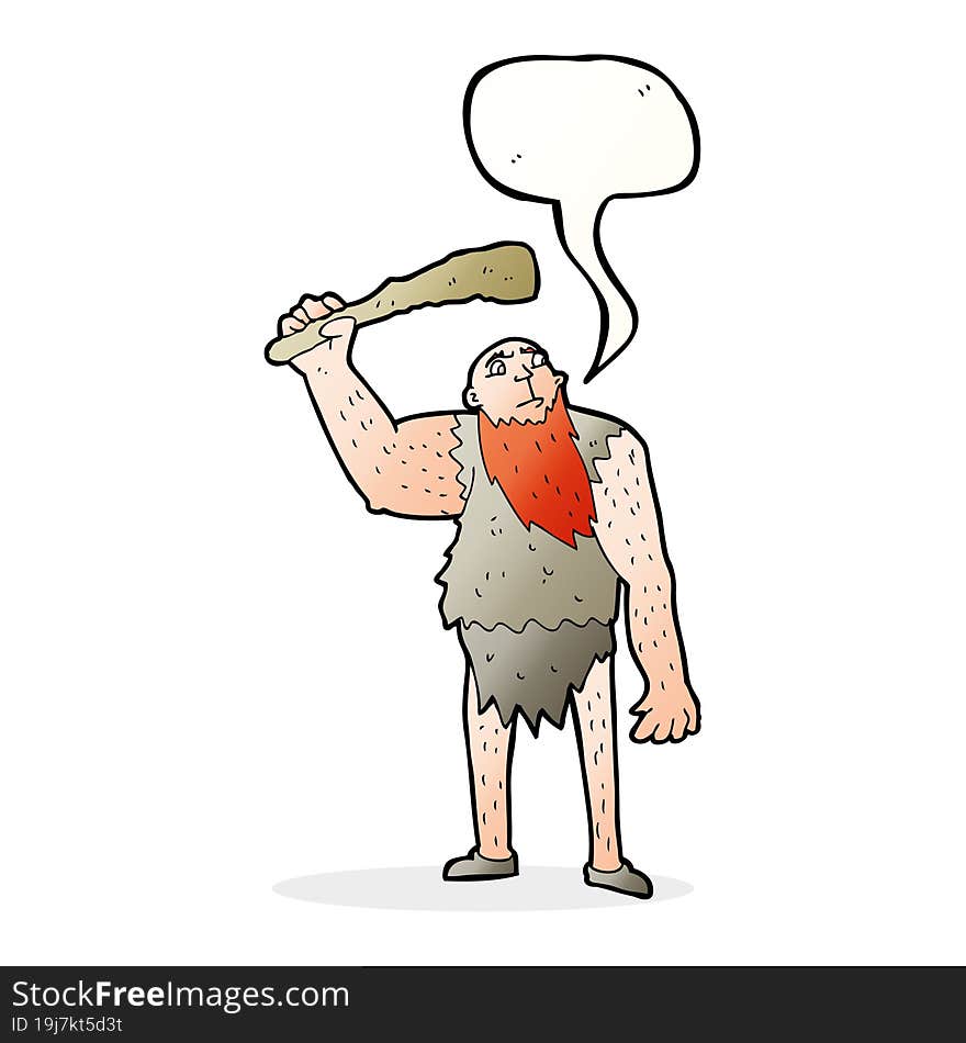 cartoon neanderthal with speech bubble