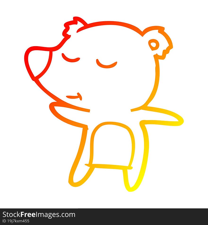 warm gradient line drawing happy cartoon bear