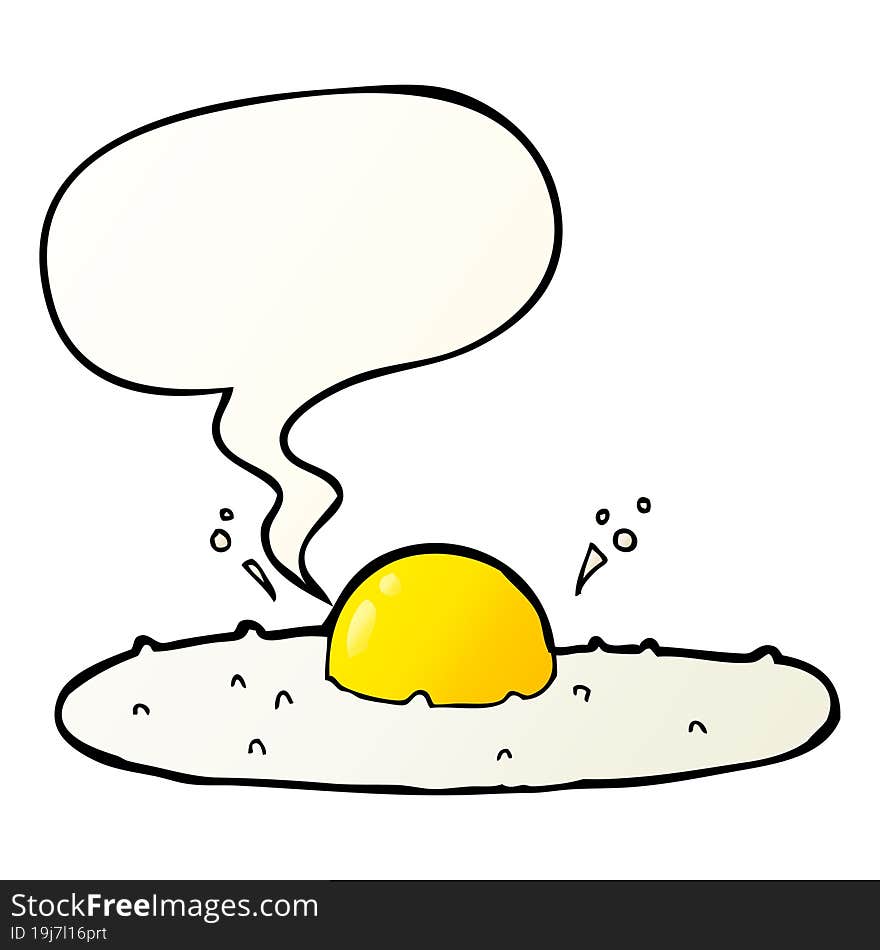 Cartoon Fried Egg And Speech Bubble In Smooth Gradient Style