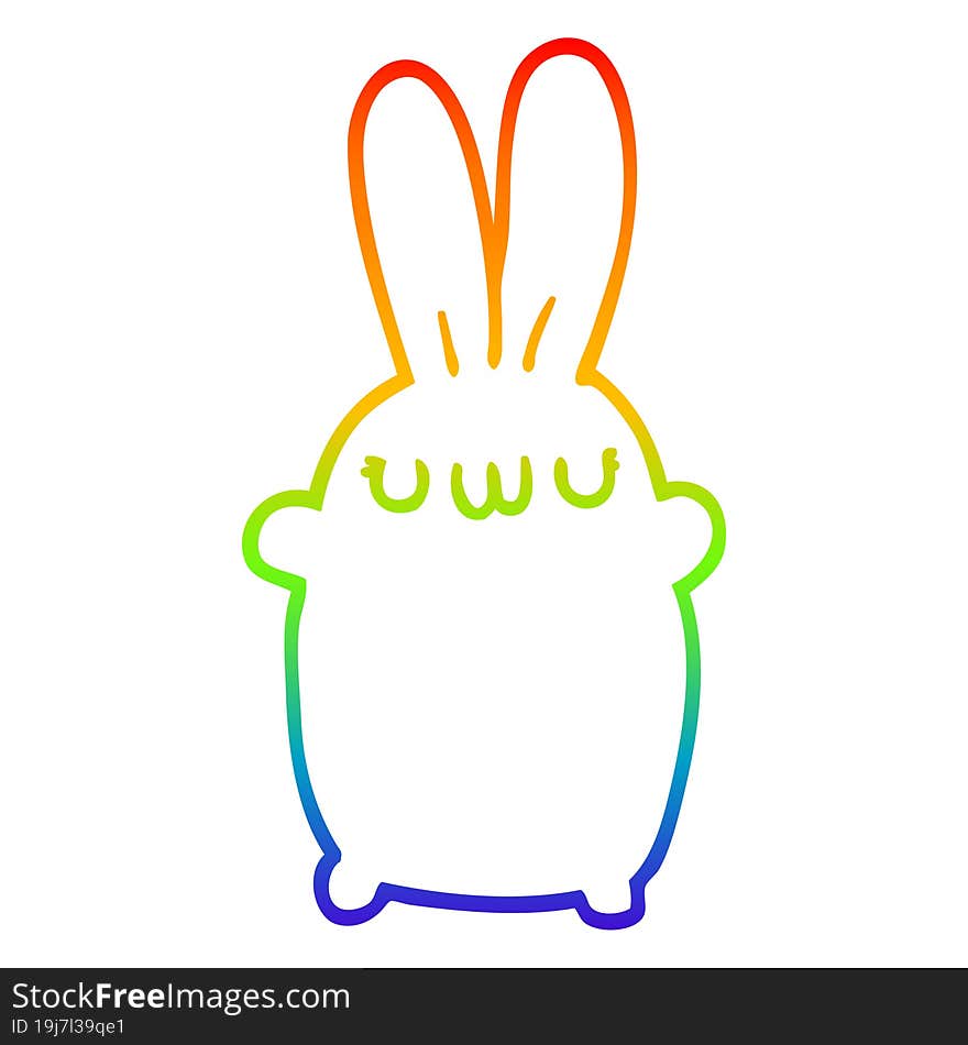 rainbow gradient line drawing of a cartoon rabbit