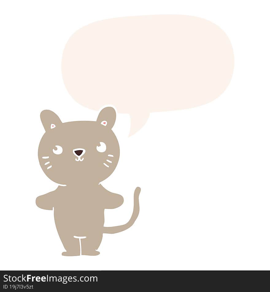 cartoon cat and speech bubble in retro style