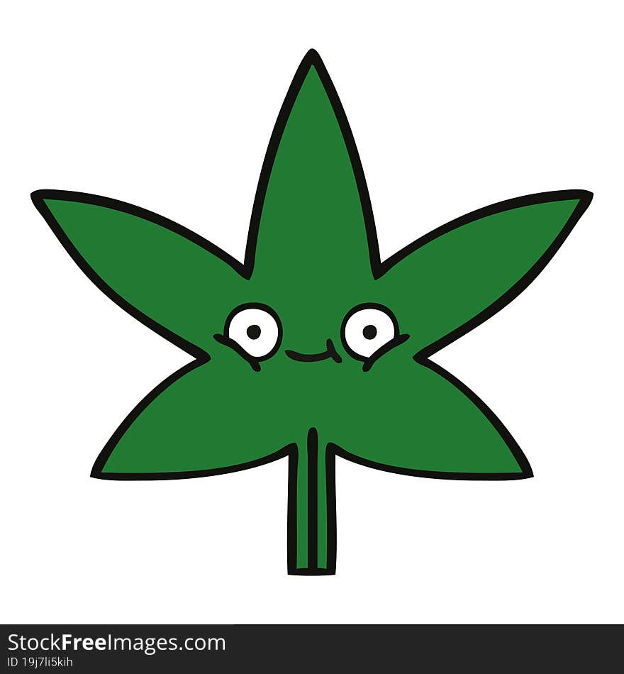 cute cartoon of a marijuana leaf. cute cartoon of a marijuana leaf