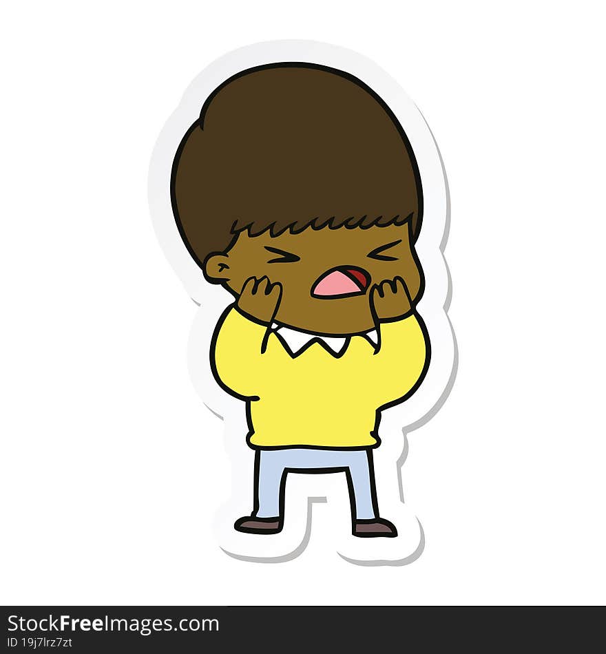 Sticker Of A Cartoon Stressed Man