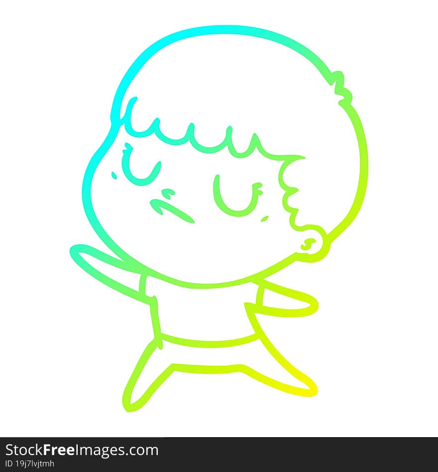 cold gradient line drawing cartoon grumpy boy