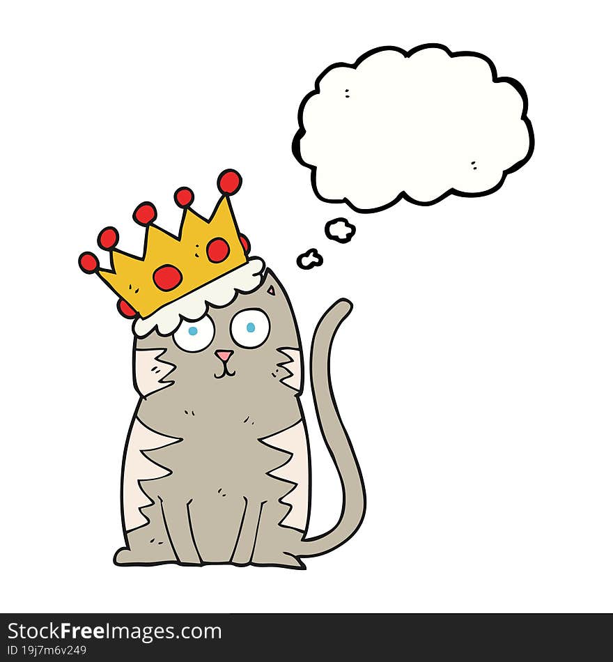 Thought Bubble Cartoon Cat With Crown