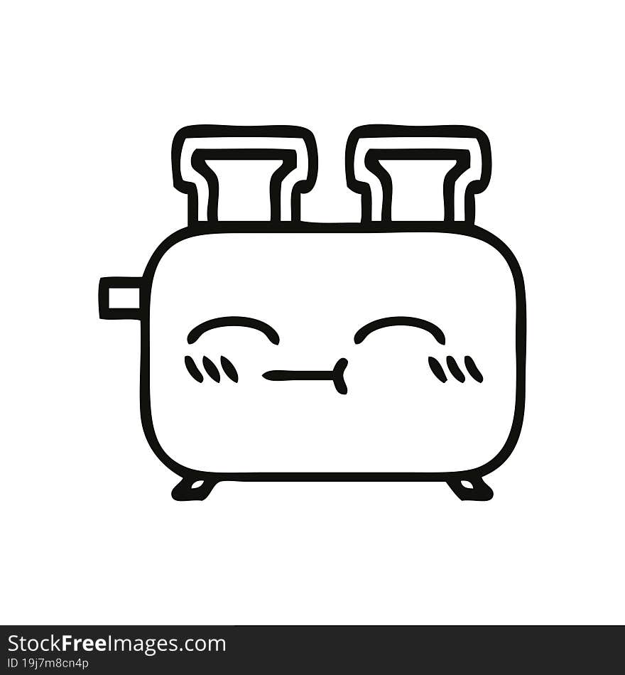 line drawing cartoon of a of a toaster