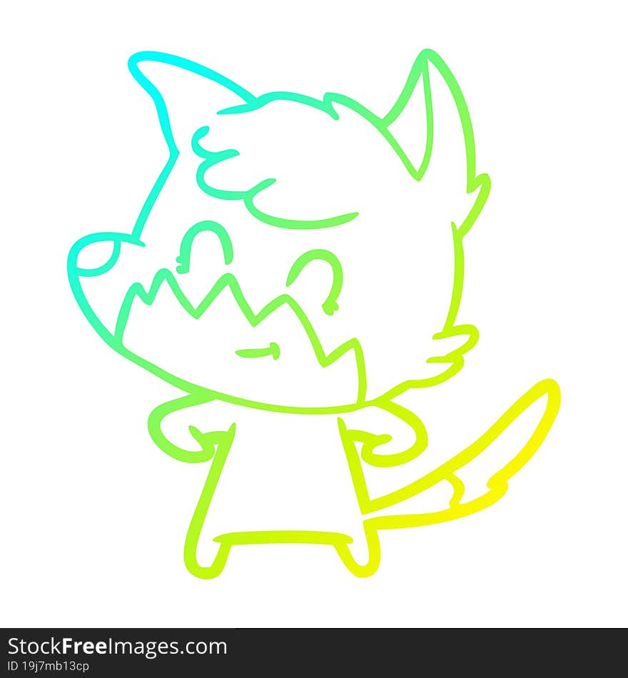 cold gradient line drawing cartoon friendly fox