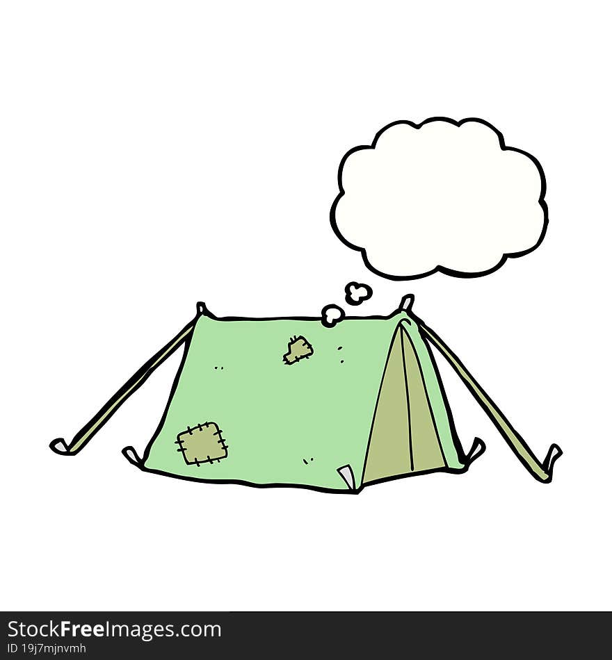 cartoon traditional tent with thought bubble