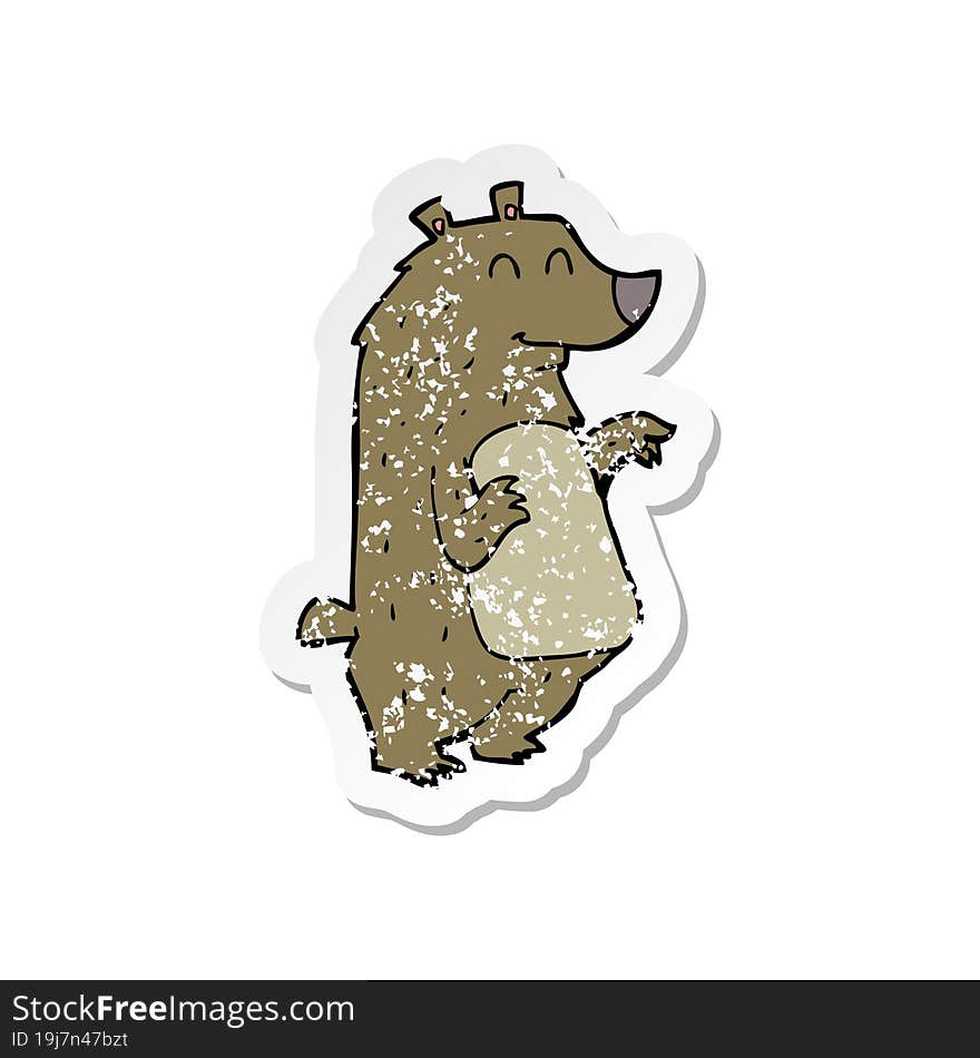 retro distressed sticker of a cartoon bear