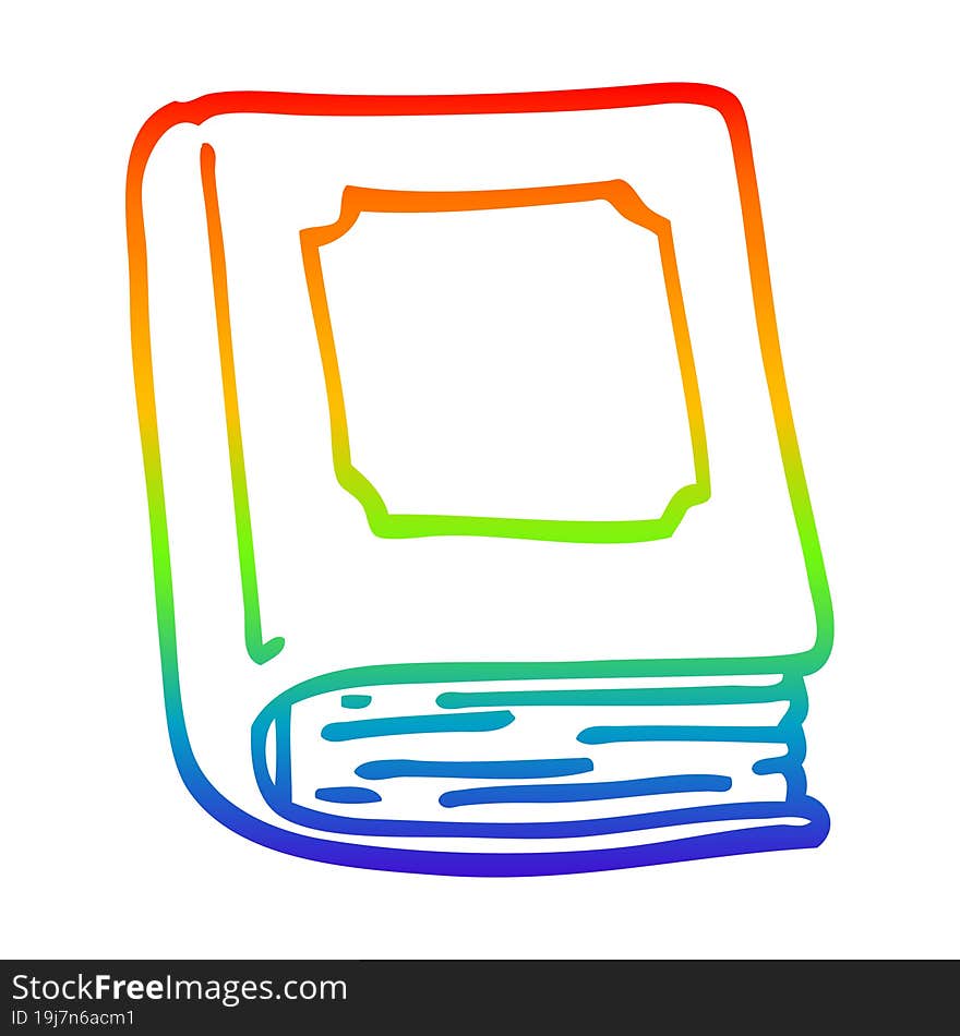 rainbow gradient line drawing cartoon old book