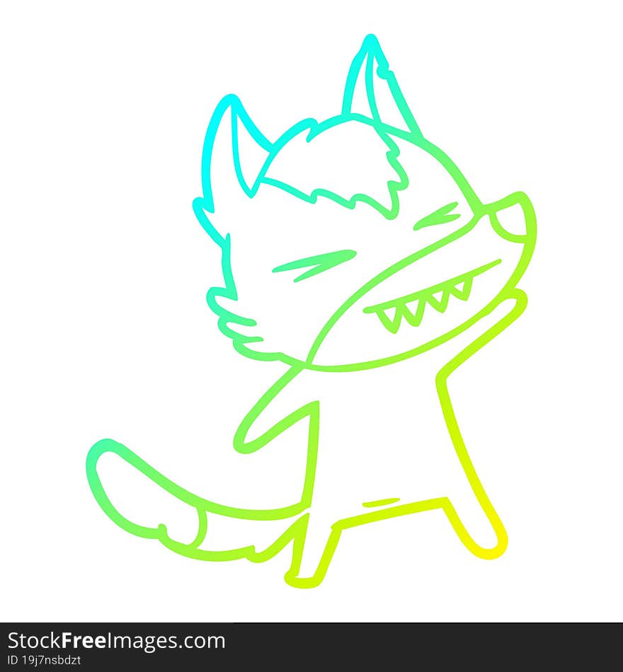 Cold Gradient Line Drawing Angry Wolf Cartoon