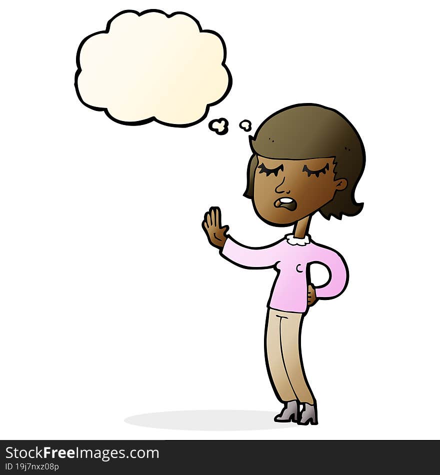 Cartoon Woman Ignoring With Thought Bubble