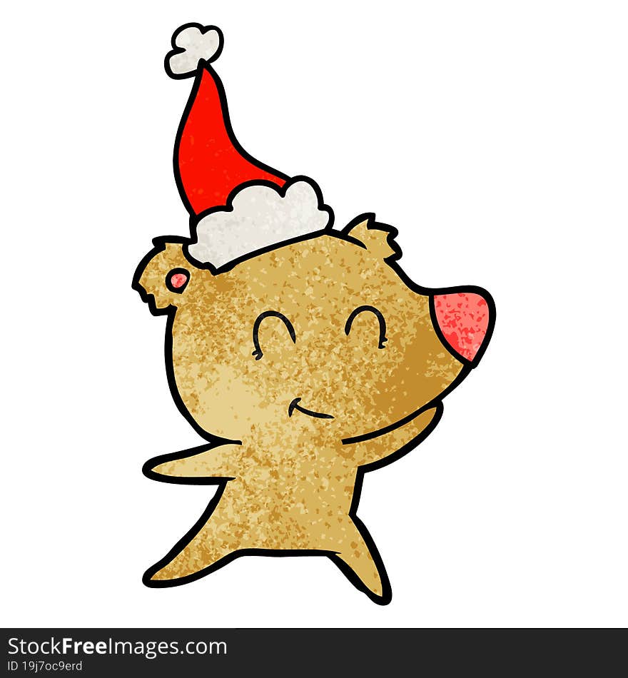 female bear textured cartoon of a wearing santa hat