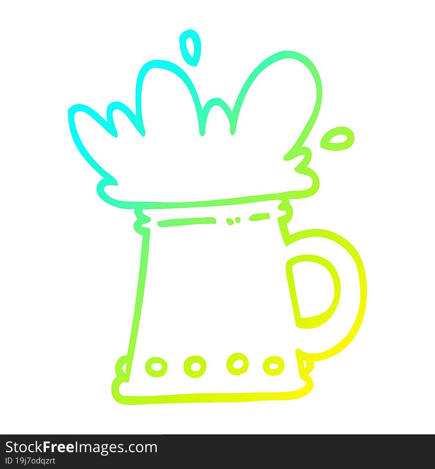 cold gradient line drawing cartoon beer tankard