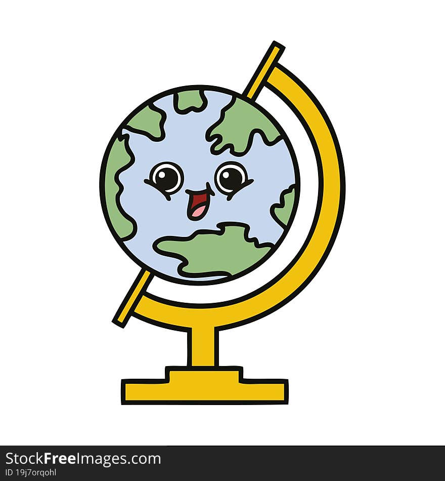 cute cartoon globe of the world