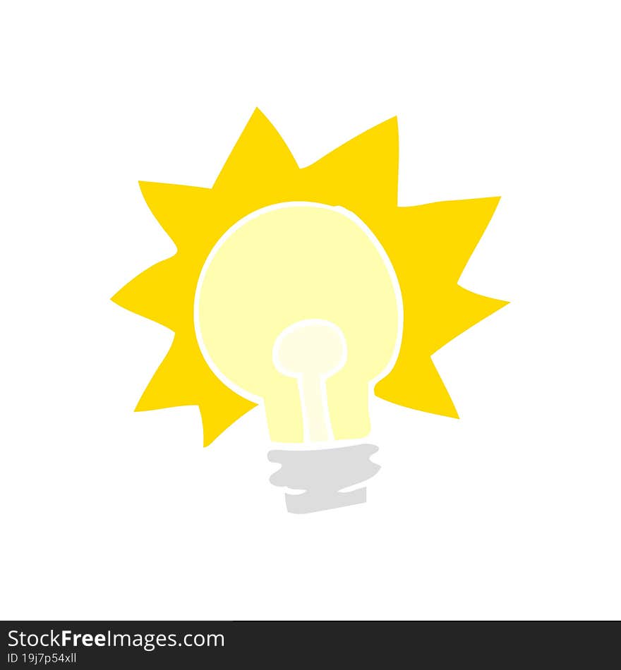 flat color style cartoon shining light bulb