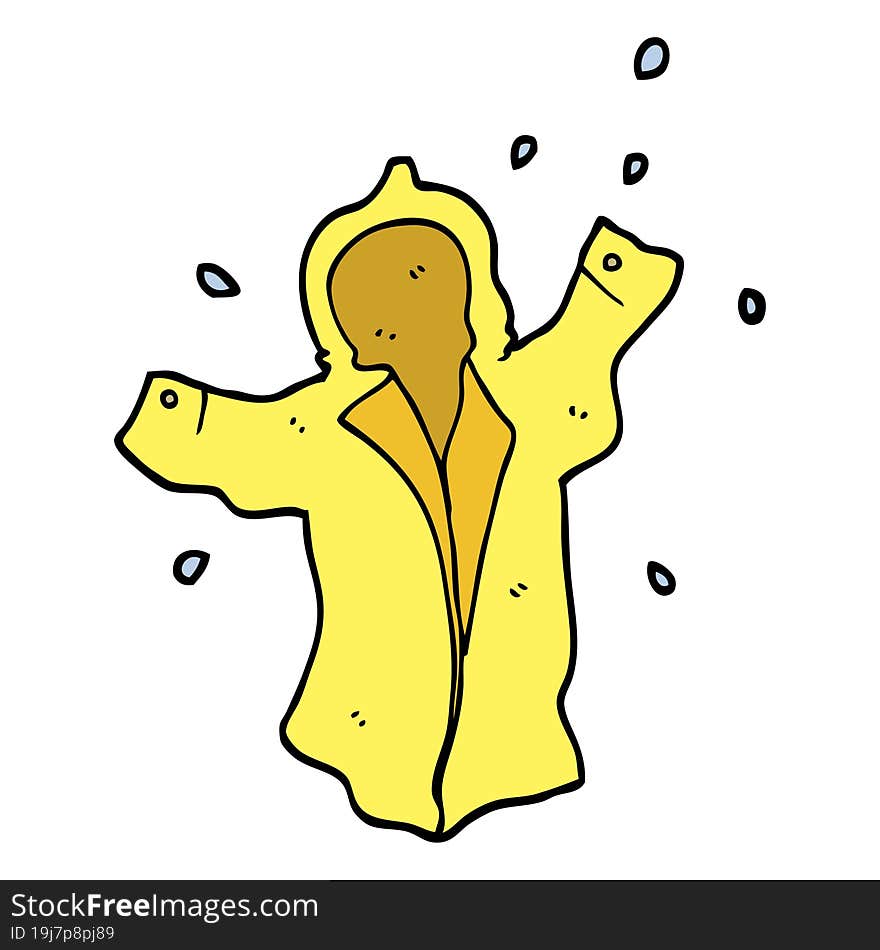 Hand Drawn Doodle Style Cartoon Wet Rain Coat