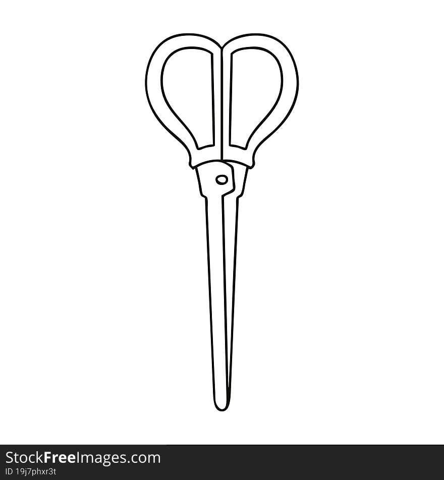 Quirky Line Drawing Cartoon Scissors