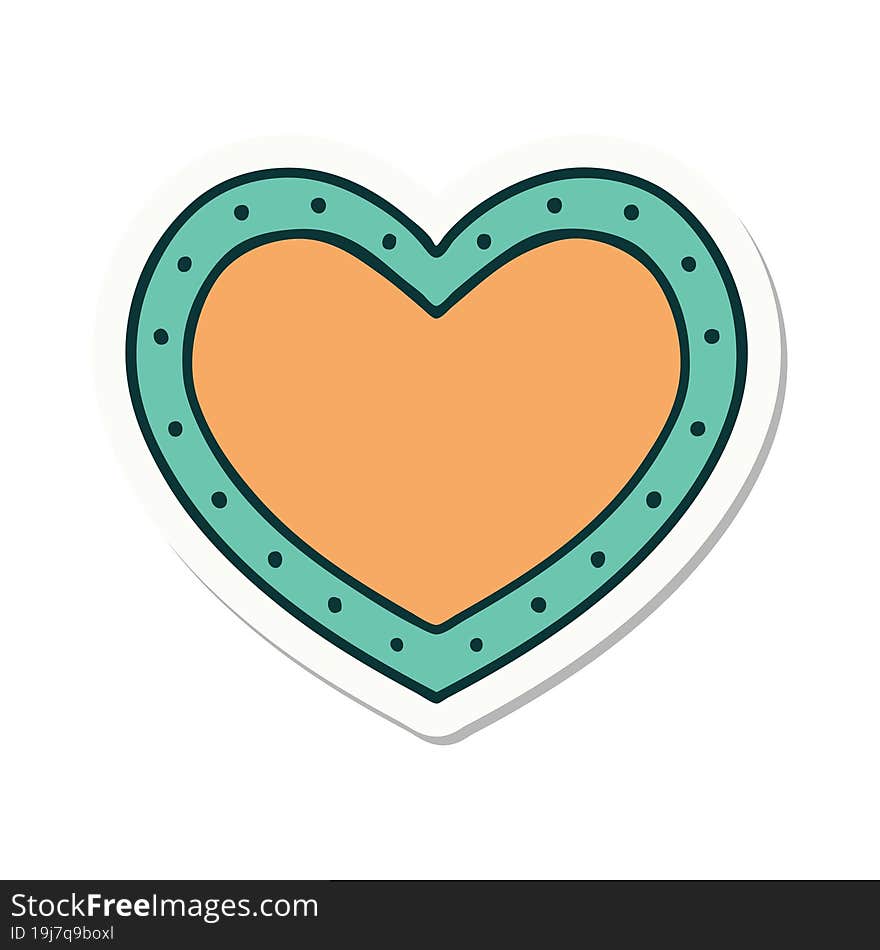 sticker of tattoo in traditional style of a heart. sticker of tattoo in traditional style of a heart