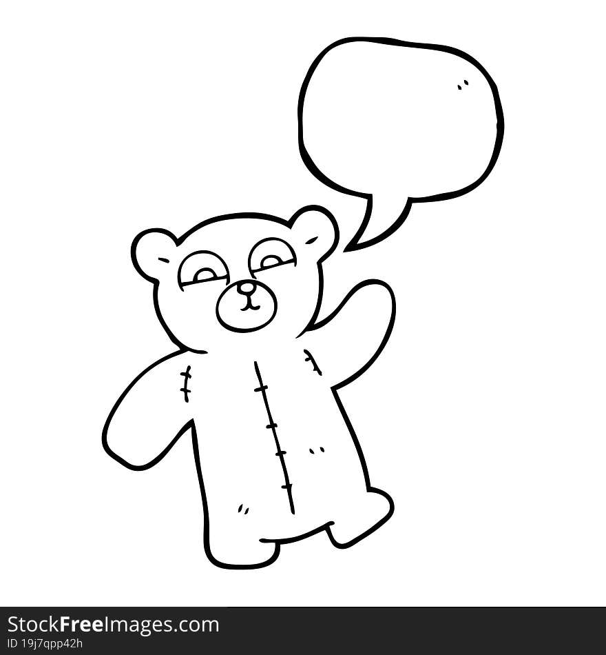 freehand drawn speech bubble cartoon teddy bear