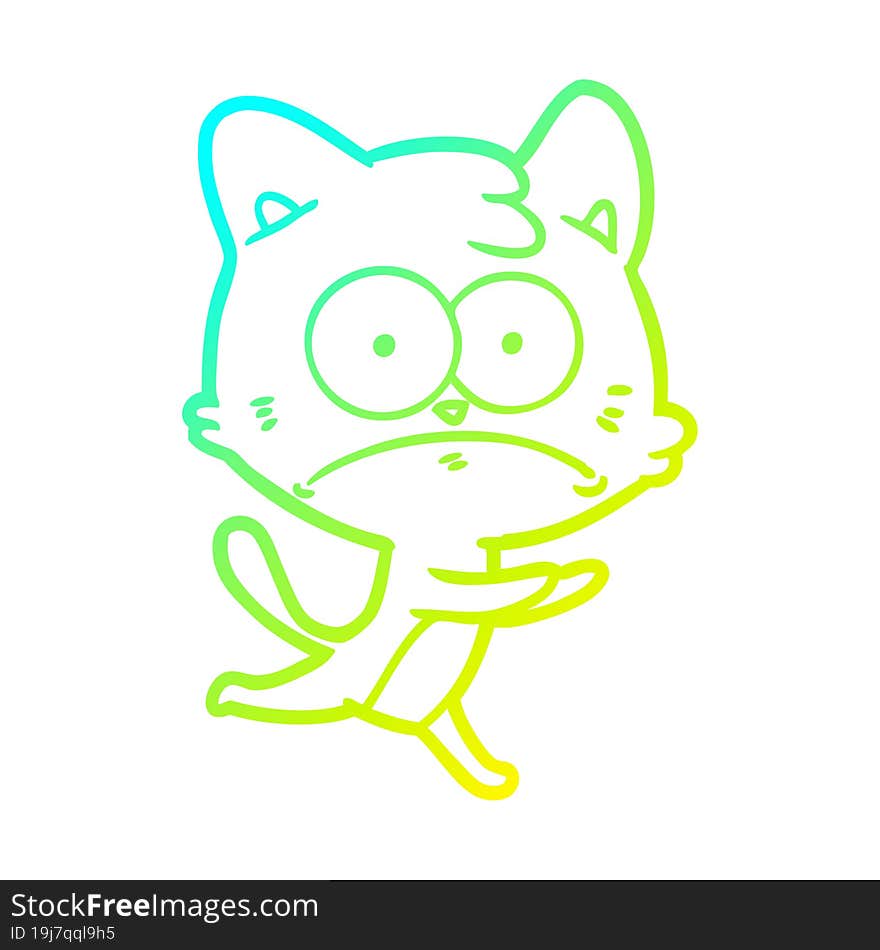 cold gradient line drawing cartoon nervous cat