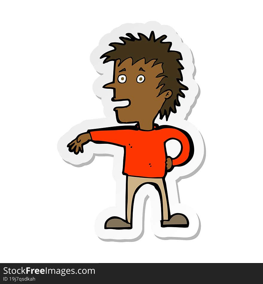 Sticker Of A Cartoon Man Making Dismissive Gesture