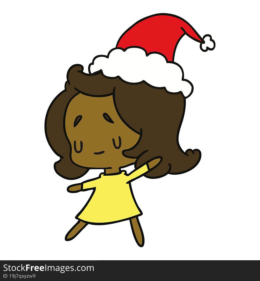 hand drawn christmas cartoon of kawaii girl