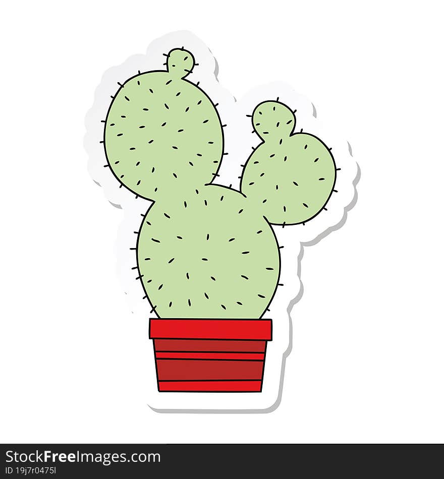 Sticker Of A Quirky Hand Drawn Cartoon Cactus