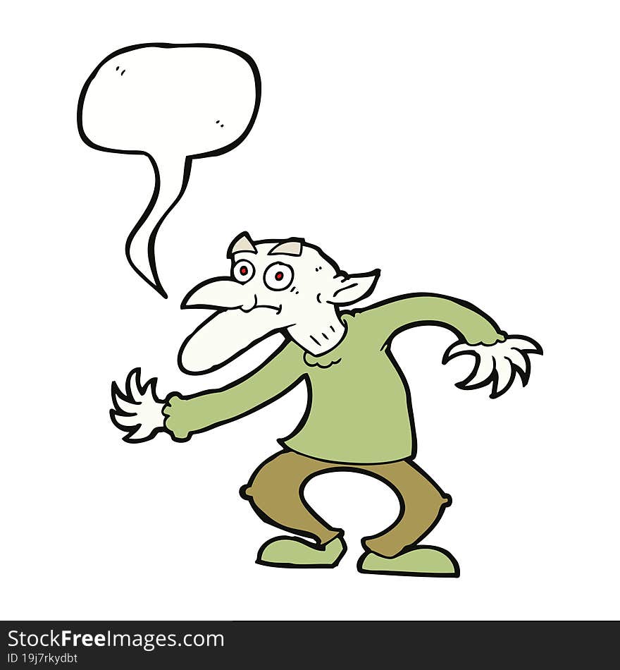 cartoon goblin with speech bubble