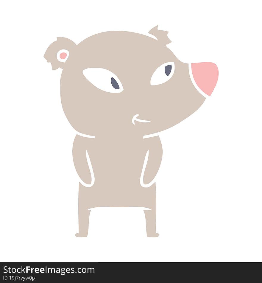 cute flat color style cartoon bear