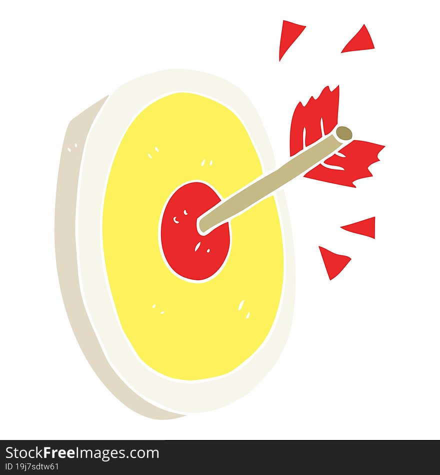 flat color illustration of arrow hitting target. flat color illustration of arrow hitting target