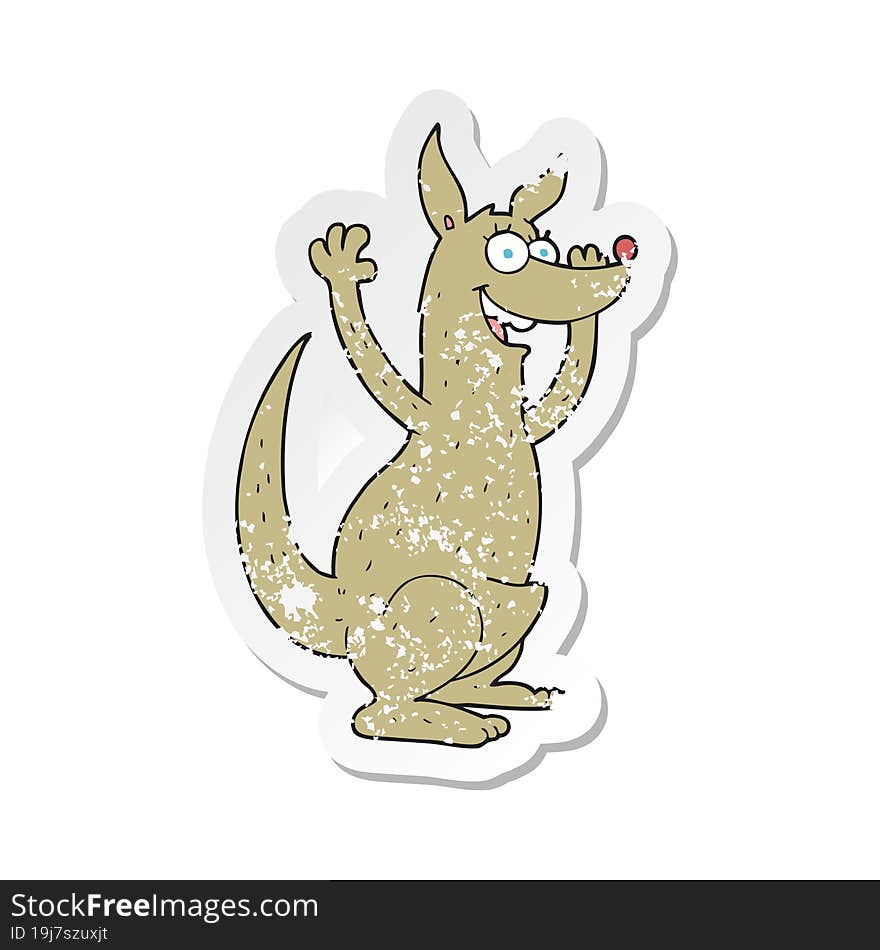 retro distressed sticker of a cartoon kangaroo