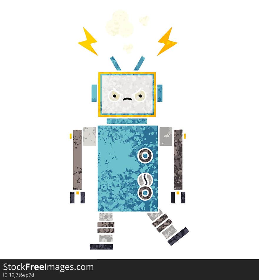 retro illustration style cartoon of a robot