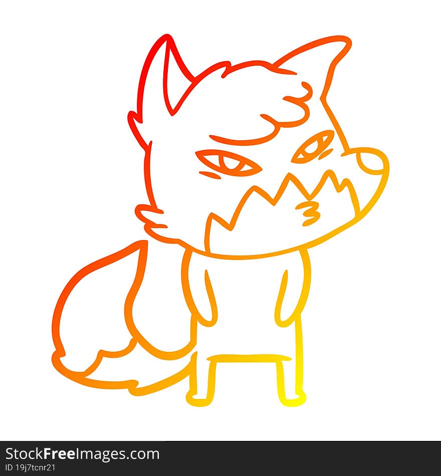 warm gradient line drawing clever cartoon fox