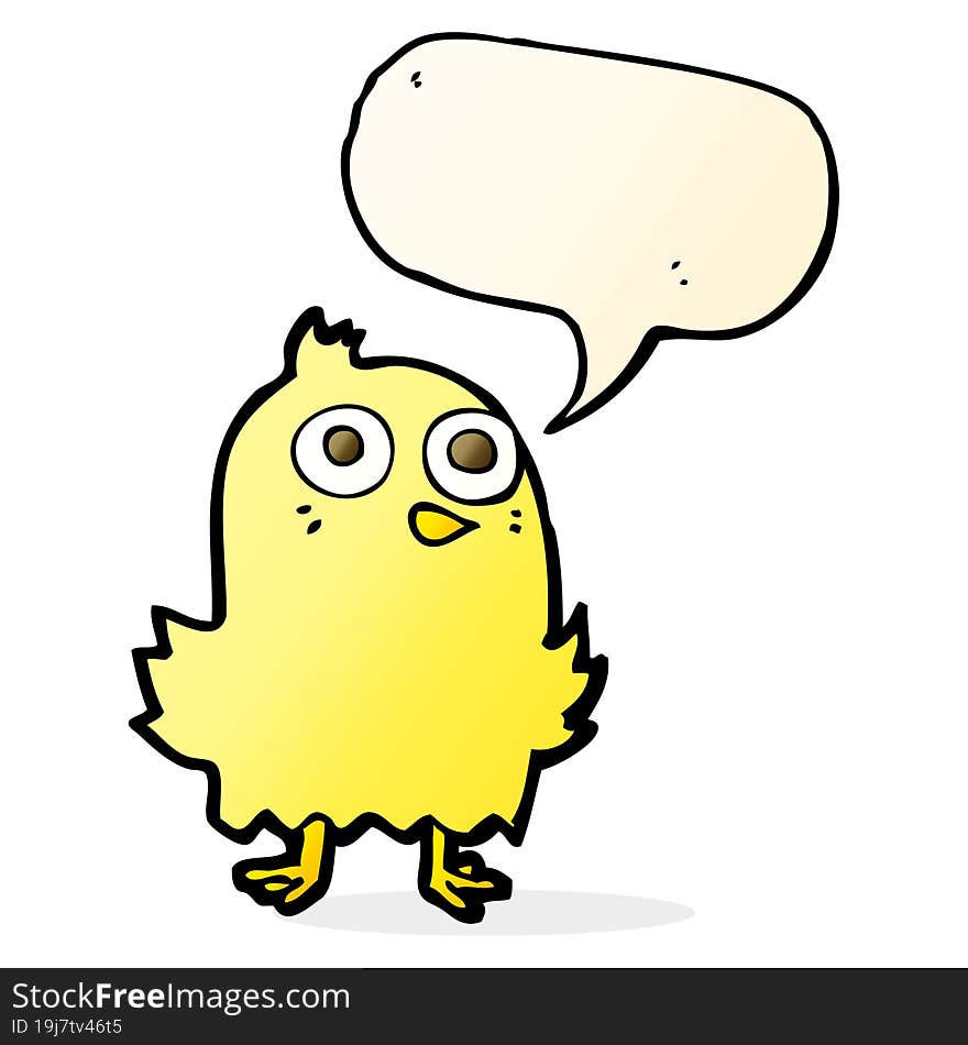 Funny Cartoon Bird With Speech Bubble