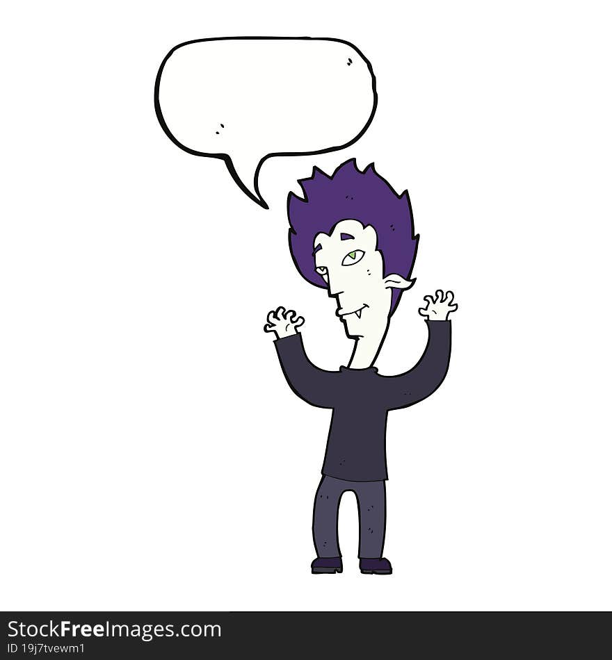 cartoon vampire man with speech bubble