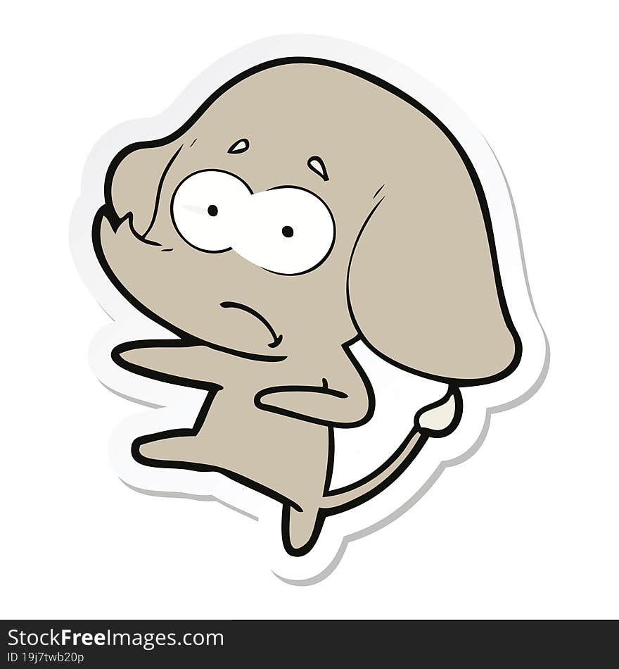 Sticker Of A Cartoon Unsure Elephant