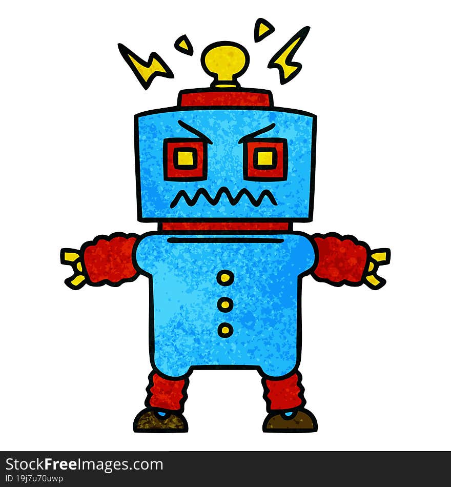 quirky hand drawn cartoon robot