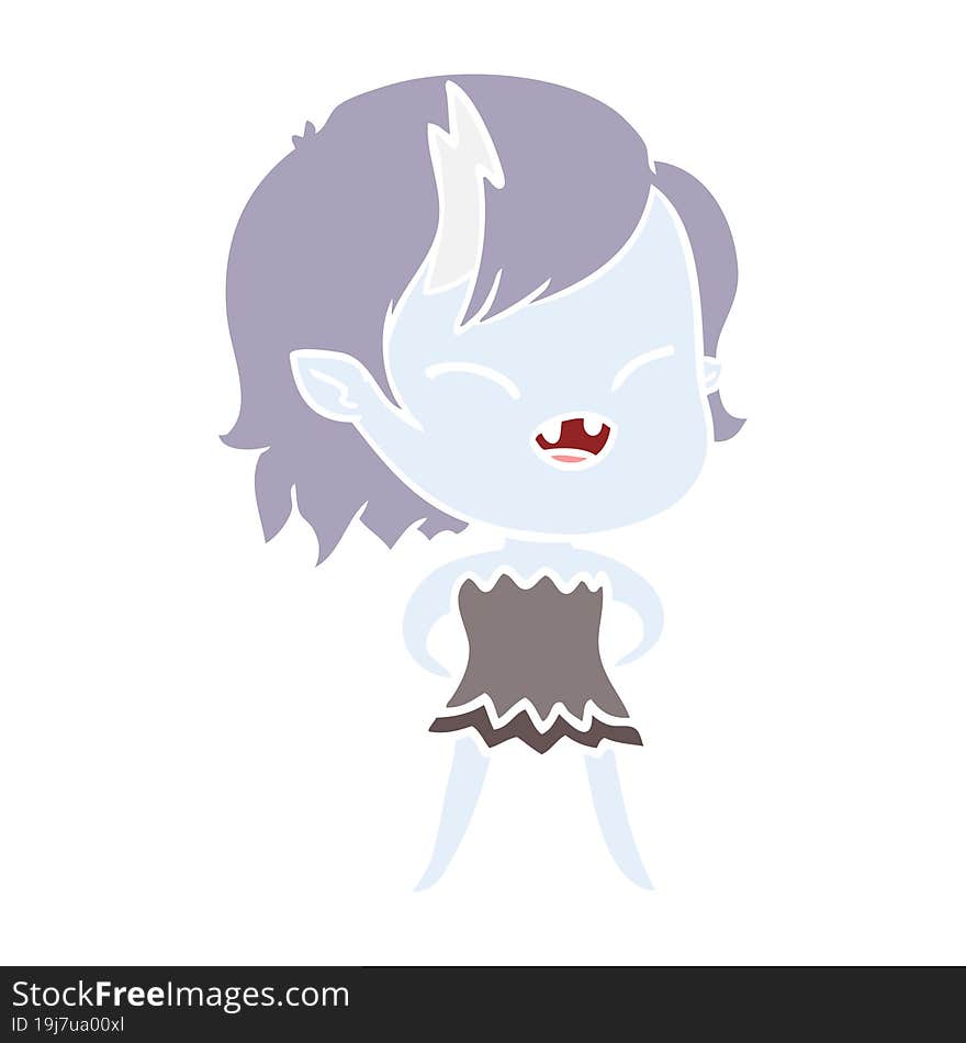 Flat Color Style Cartoon Laughing Vampire Girl