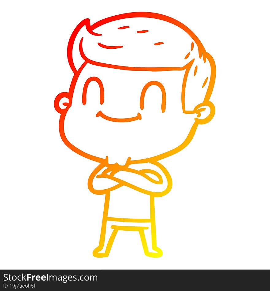 warm gradient line drawing of a cartoon friendly man