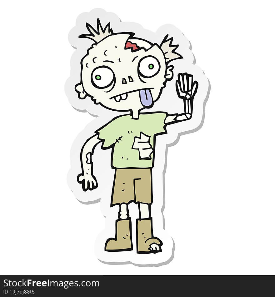 Sticker Of A Cartoon Zombie