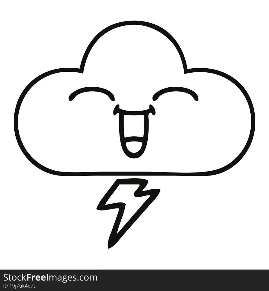 line drawing cartoon storm cloud