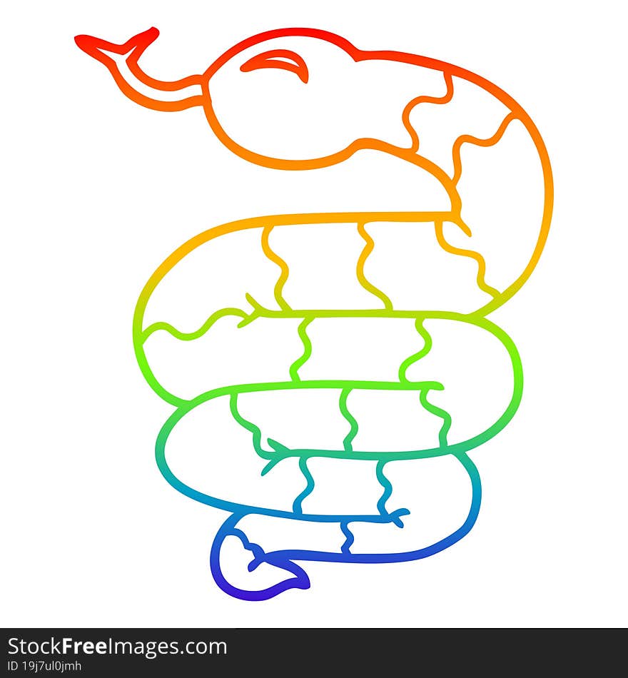 Rainbow Gradient Line Drawing Cartoon Snake