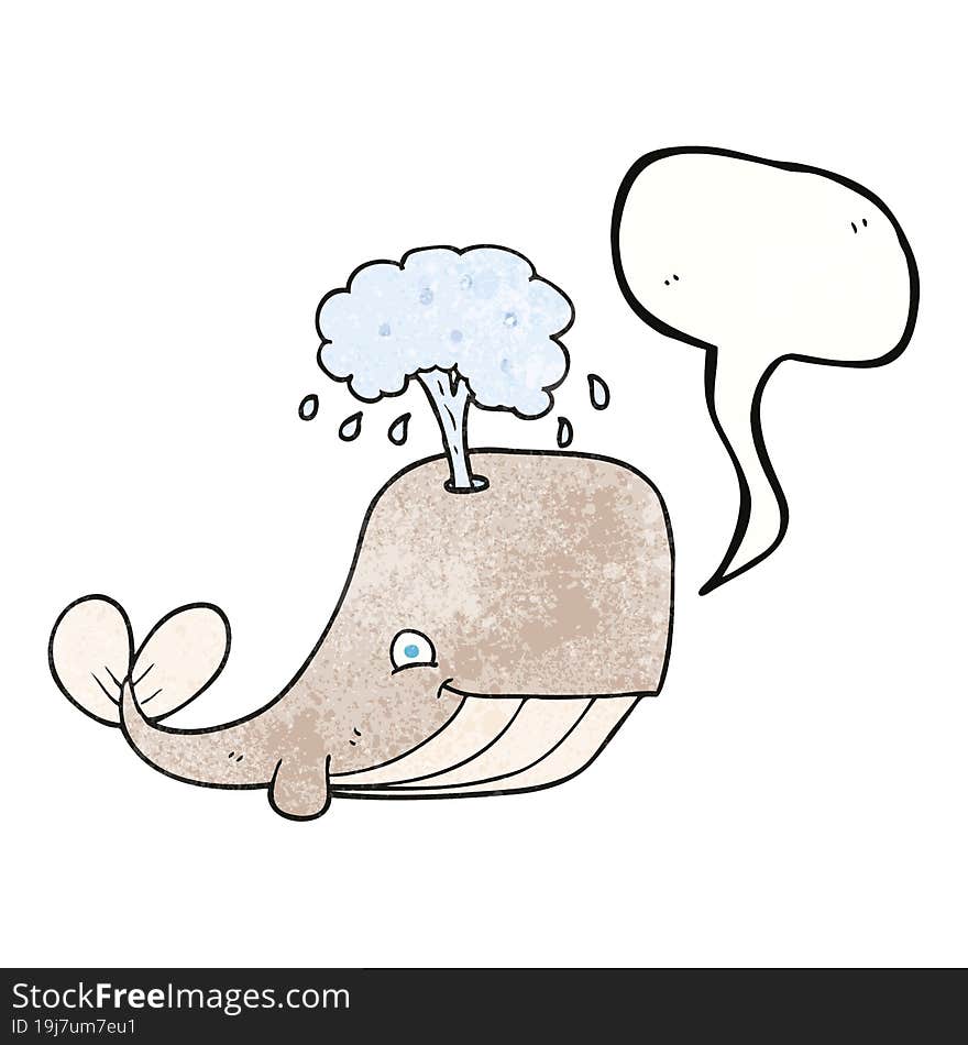 speech bubble textured cartoon whale spouting water