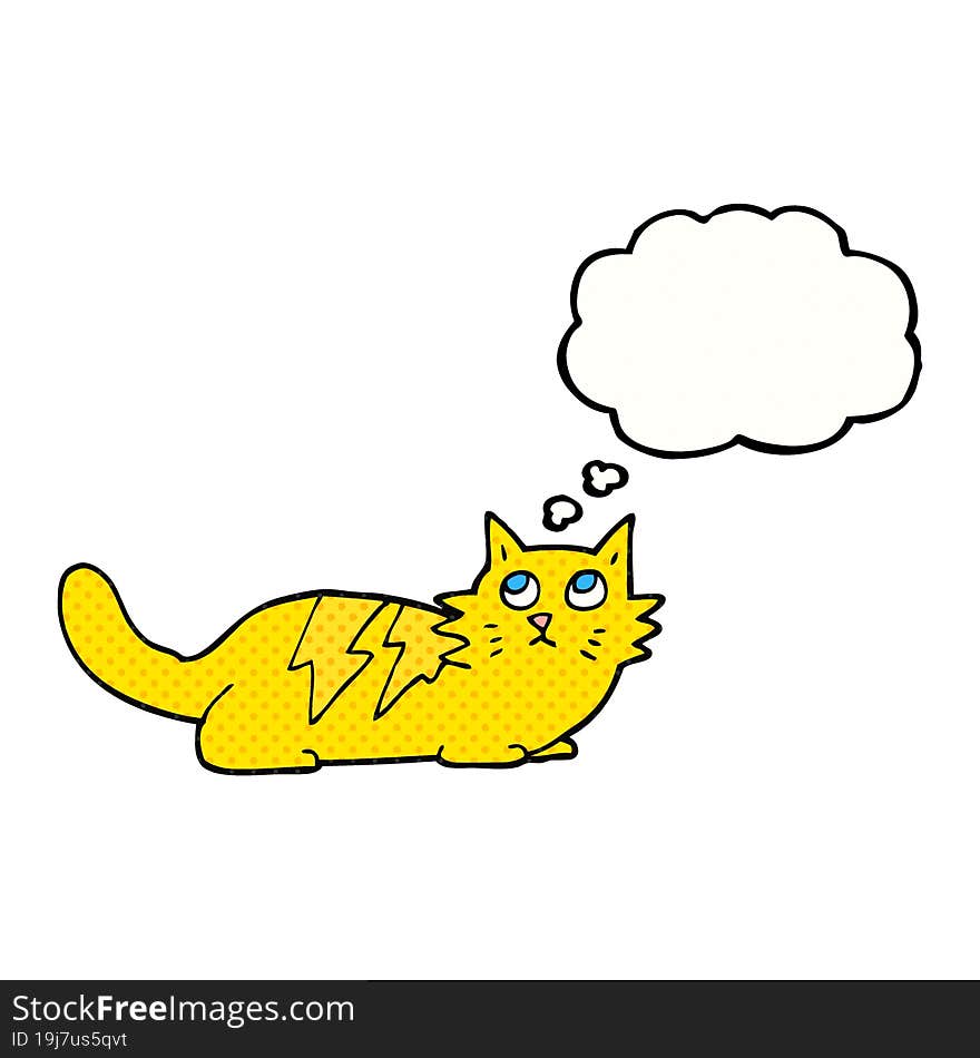 freehand drawn thought bubble cartoon cat