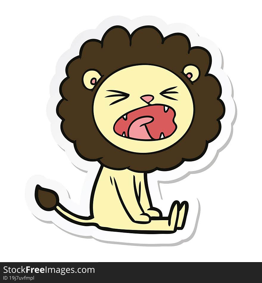 sticker of a cartoon angry lion